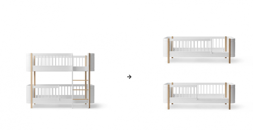 Oliver Furniture Ombyggnadskit Wood Mini Våningssäng till två juniorsängar i gruppen Sängar / Sängmärken / Oliver Furniture hos Sängvaruhuset Elgen (041475)