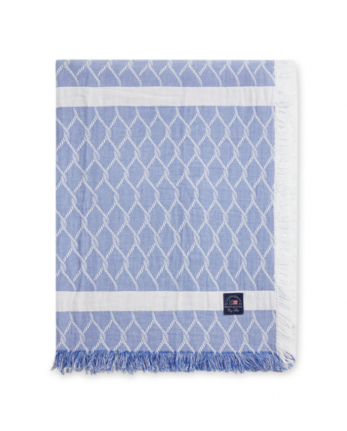 Lexington White/Blue Striped Rope Structured Cotton Överkast i gruppen Sängkläder / Sängöverkast / Överkast dubbelsäng hos Sängvaruhuset Elgen (1223024000)