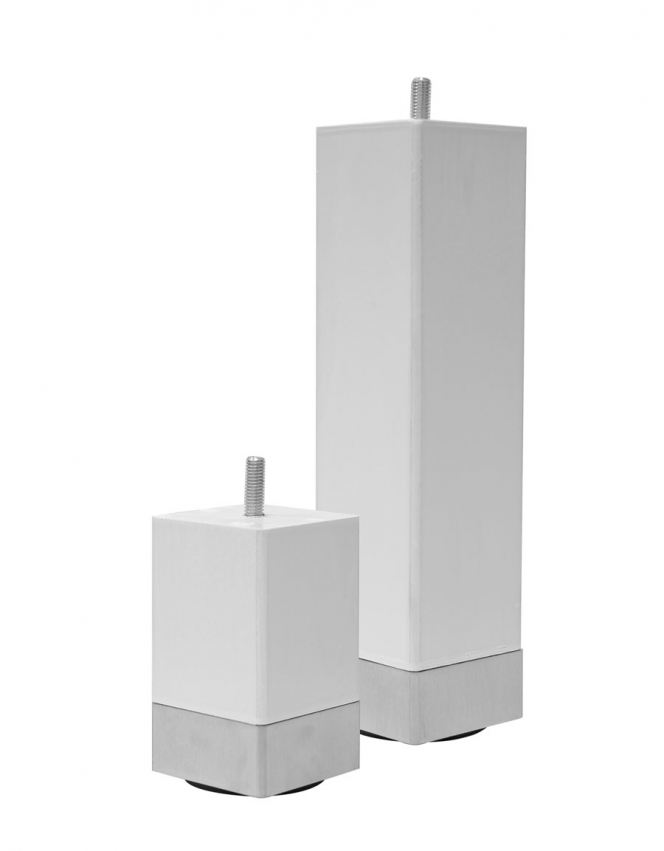 Lectus Träben 4-Kant Aluminiumfot Vit 10 cm