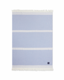 Lexington White/Blue Striped Structured Recycled Cotton Tæppe