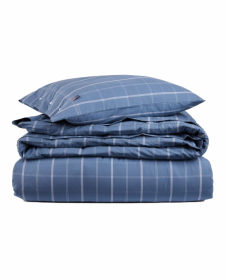 Lexington Checked Cotton Poplin Påslakanset Misty Blue