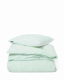 Lexington Striped Cotton Percale Påslakanset White/Green
