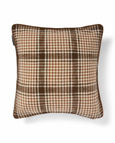 Lexington Checked Recycled Cotton Kuddfodral Brown/Fudge/Light Beige 50x50 cm