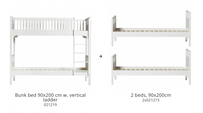 Oliver Furniture Ombygningskit Seaside Classic køjeseng til 2 senge