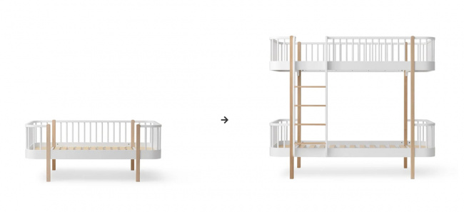 Oliver Furniture Ombyggnadskit Wood Original junior day bed till Original våningssäng vit/ek