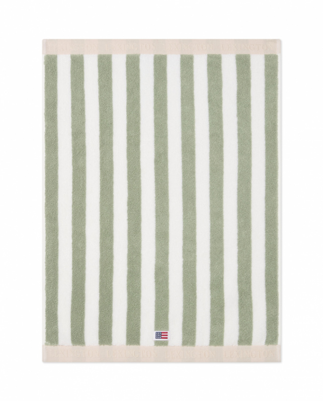 Lexington Block Striped Handduk Vintage Green/White/Moonbeam