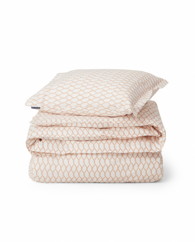 Lexington White/Beige Rope Printed Cotton Poplin Dynebetrækssæt
