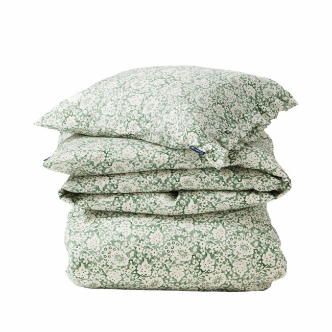Lexington Green Floral Printed Cotton Sateen Dynebetræk sæt