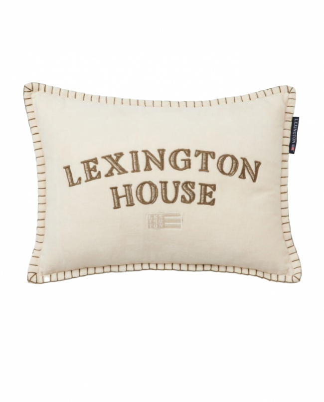 Lexington House Organic Cotton Velvet Kudde Beige/Olive 30x40 cm