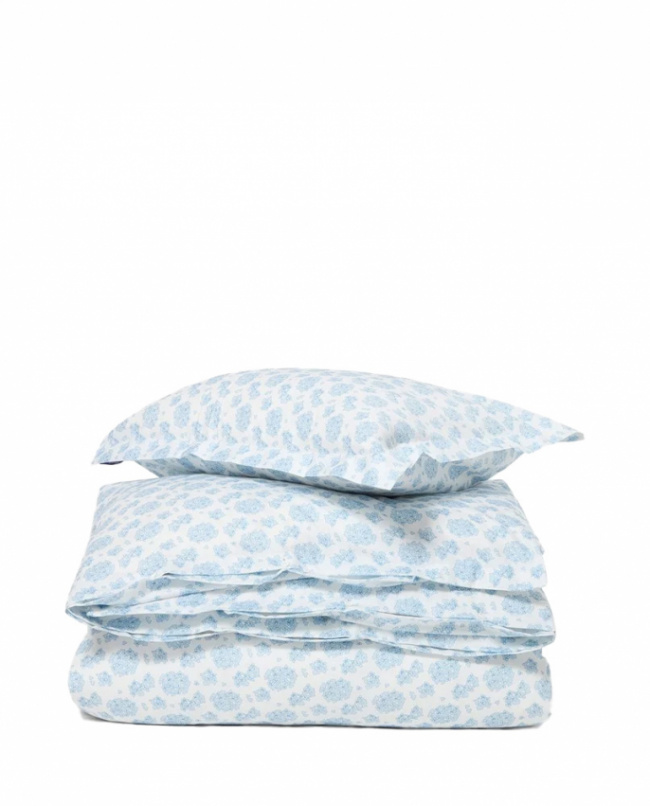 Lexington Floral Printed Cotton Sateen Påslakanset Blue/White