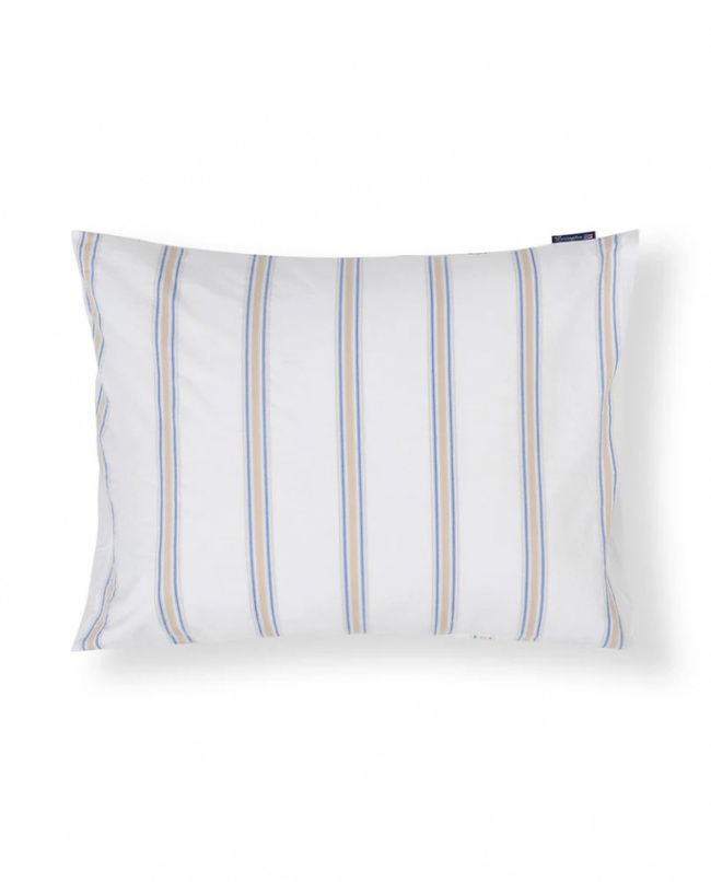 Lexington Dobby Striped Washed Cotton Percale Örngott White/Blue/Beige