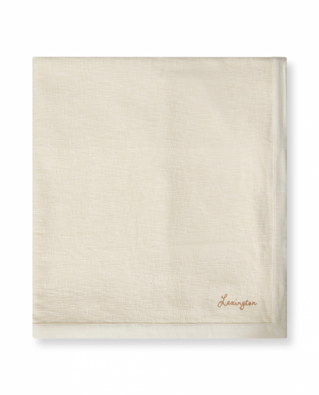 Lexington Herringbone Økologisk Bomuld Dækken Lys Beige