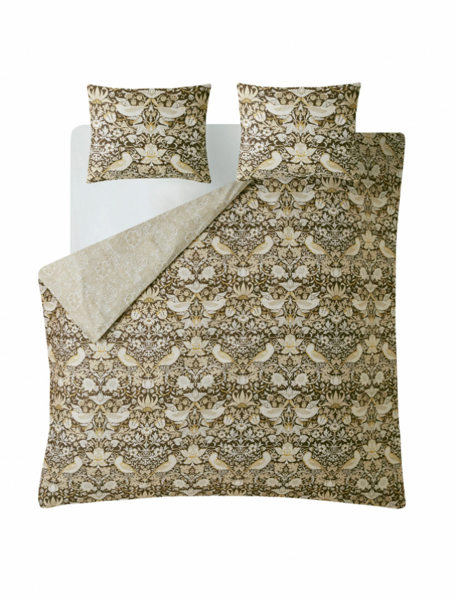 William Morris Påslakanset Strawberry Thief Black