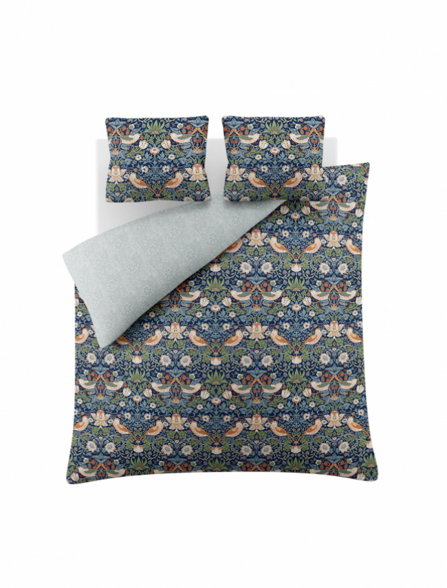 William Morris Sengetøj Strawberry Thief Indigo