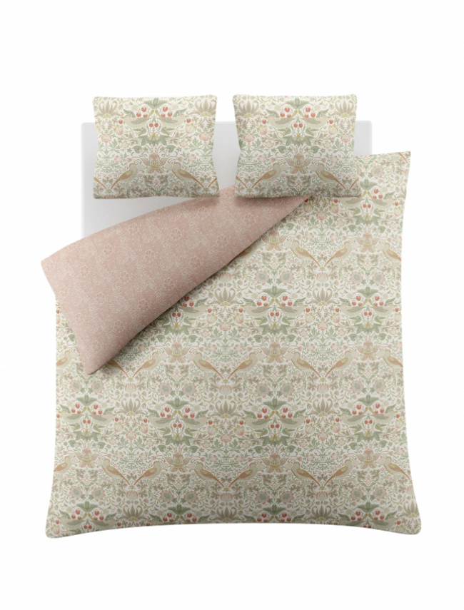 William Morris Sengetøj Strawberry Thief Pink