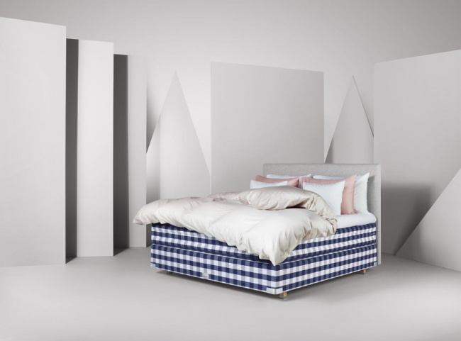 Hästens 2000T Kontinentalsäng Solid Grey Check 80x200 cm