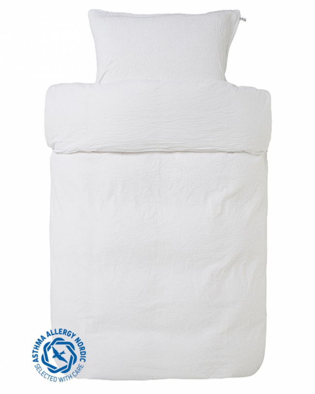 Hoie Dynebetræk Sæt Pure Vævet Bäckebölja Hvid