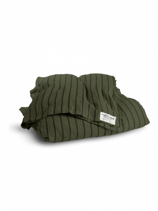 Lovely Linen Misty Påslakan Stripe Forest