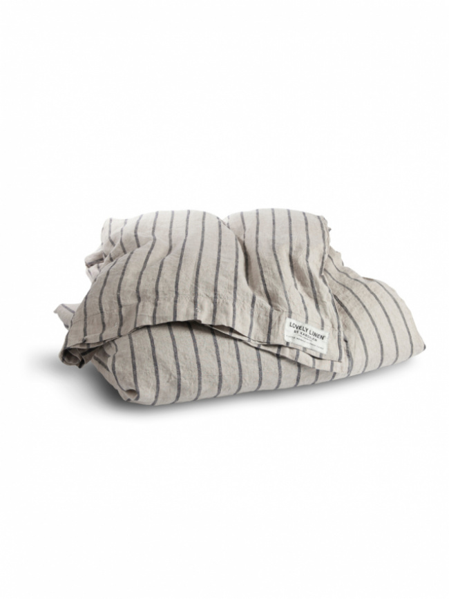 Lovely Linen Misty Påslakan Stripe Black