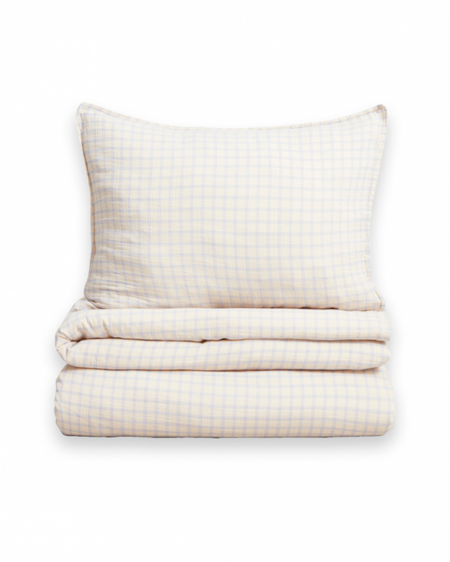 Garbo & Friends Pussilakanasetti Musliini Gingham Sky Blue 150x210 cm
