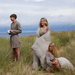 Beach House Påslakan Stripey Coffee/Greige