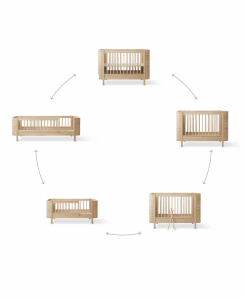 Oliver Furniture Wood Spjälsäng Mini Ek inkl. Junior kit