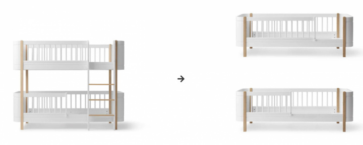 Oliver Furniture Ombyggnadskit Wood Mini Våningssäng till två juniorsängar i gruppen Sängar / Sängmärken / Oliver Furniture hos Sängvaruhuset Elgen (041475)