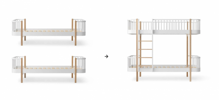 Oliver Furniture Muutossarja 2 Wood Original Sängyt Kerrossängyiksi Valkoinen/Tammi ryhmässä Sängyt / Sänkybrändit / Oliver Furniture @ Sängvaruhuset Elgen (041743)