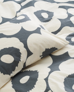 Marimekko Pudebetræk Unikko Charcoal/Off white 50x60 cm 