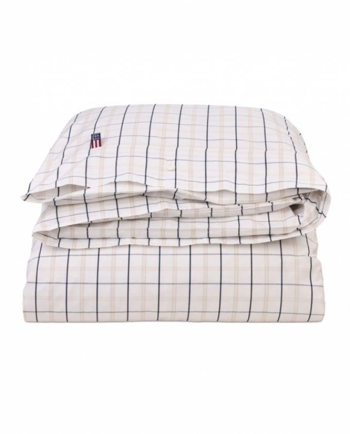 Lexington Icons Checked Cotton Poplin Påslakan White/Beige/Navy