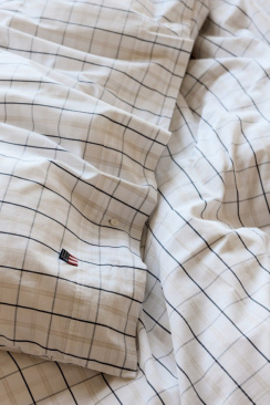 Lexington Icons Checked Cotton Poplin Dynebetræk White/Beige/Navy