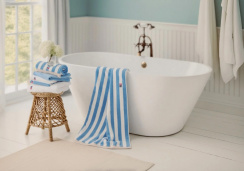 Lexington Block Striped Handduk Sky blue/White/Moonbeam 