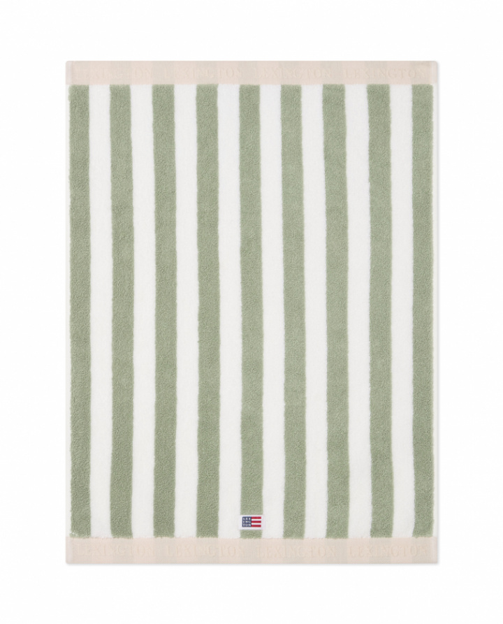 Lexington Block Striped Handduk Vintage Green/White/Moonbeam