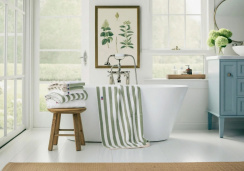 Lexington Block Striped Handduk Vintage Green/White/Moonbeam 