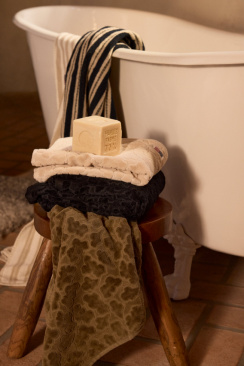 Lexington Striped Terry Handduk Blackish Navy/Lt Beige