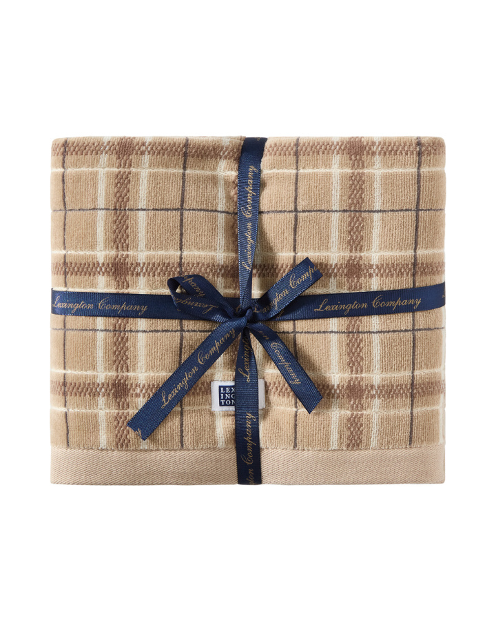 Lexington Checked Handduk Beige/Gray 50x70 cm set of 2 i beige och grå rutig des