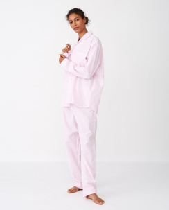 Lexington Unisex Organic Cotton Pajama Pyjamas Set Pink/White