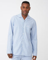 Lexington Unisex Organic Cotton Pajama Pyjamas set Blue/White