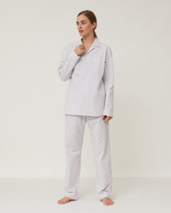 Lexington Unisex Organic Cotton Pajama Pyjamas Set Grey/White