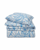 Lexington White/Blue Printed Cotton Sateen Bed Set