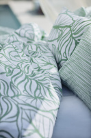 Lexington White/Green Printed Cotton Sateen Bed Set