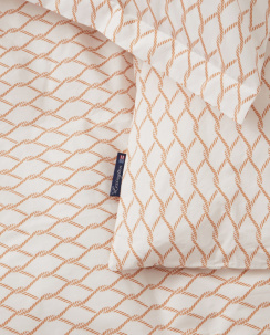 Lexington White/Beige Rope Printed Cotton Poplin Påslakanset