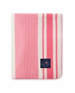 Lexington Cerise/White Striped Recycled Polyester Fleece Tæppe