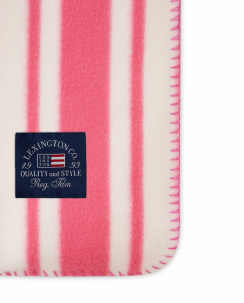 Lexington Cerise/White Striped Recycled Polyester Fleece Tæppe