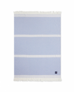 Lexington White/Blue Striped Structured Recycled Cotton Pläd