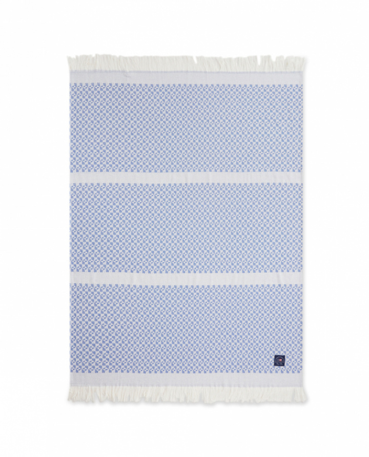 Lexington White/Blue Striped Structured Recycled Cotton Pläd i gruppen Sängkläder / Varumärken / Lexington hos Sängvaruhuset Elgen (122302451600)