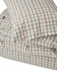 Lexington White Checked Cotton Poplin Påslakanset