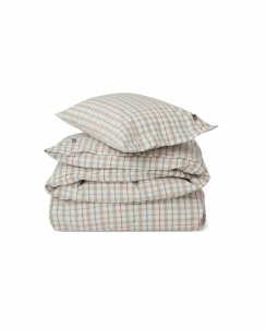 Lexington White Checked Cotton Poplin Påslakanset