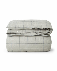 Lexington Checked Cotton Flannel Påslakan Lt Gray/Dove