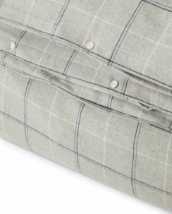 Lexington Checked Cotton Flannel Påslakan Lt Gray/Dove